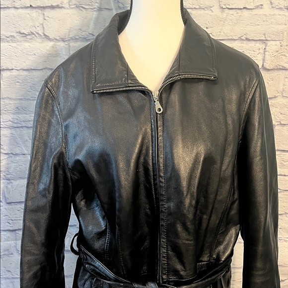 Wilson’s Leather Jacket with Belt Black Thinsulate Removable Lining Size XL - Picture 2 of 11